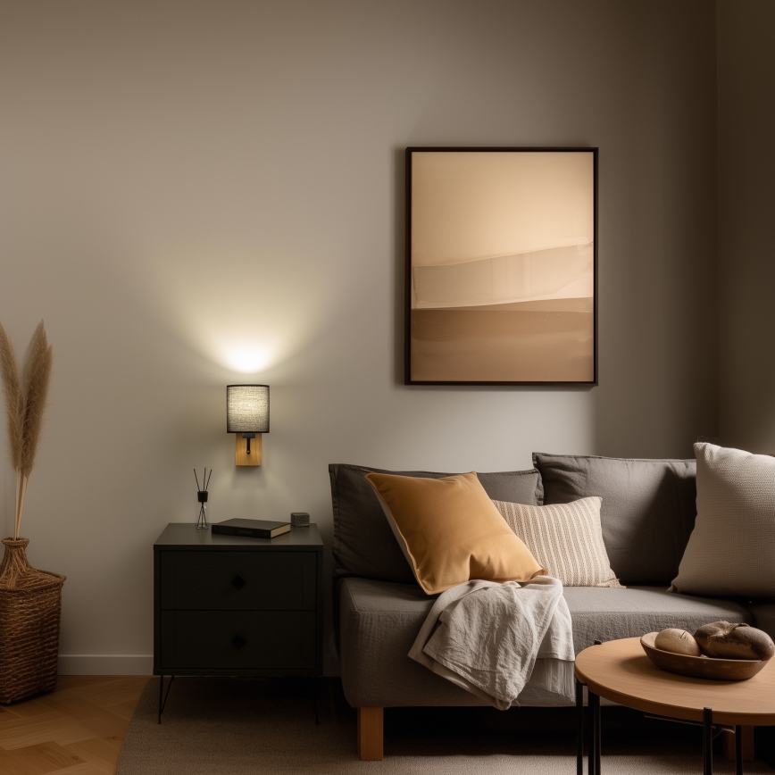 Brilagi - Candeeiro de parede NUBILA WOOD 1xE27/25W/230V carvalho/preto