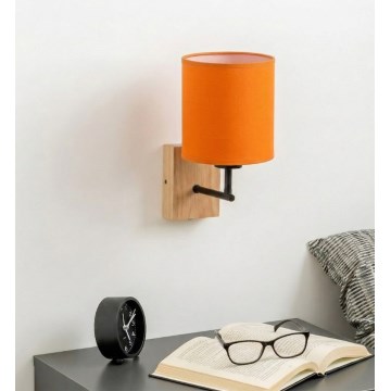 Brilagi - Candeeiro de parede NUBILA WOOD 1xE27/25W/230V carvalho/preto/laranja