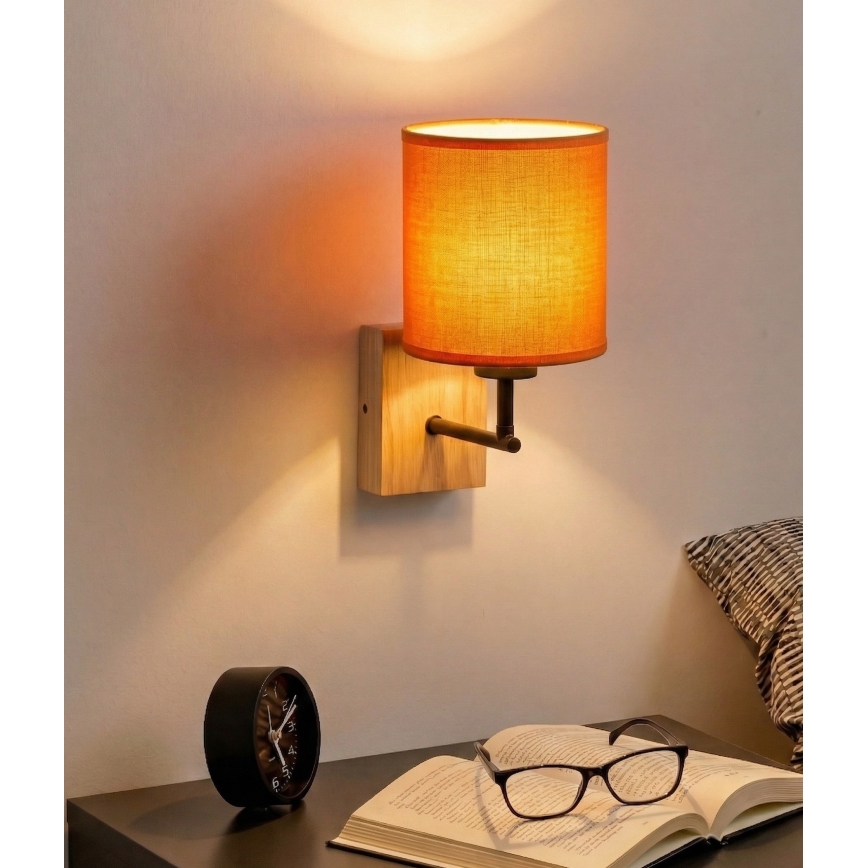 Brilagi - Candeeiro de parede NUBILA WOOD 1xE27/25W/230V carvalho/preto/laranja