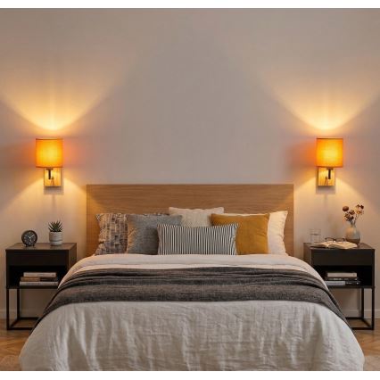 Brilagi - Candeeiro de parede NUBILA WOOD 1xE27/25W/230V carvalho/preto/laranja