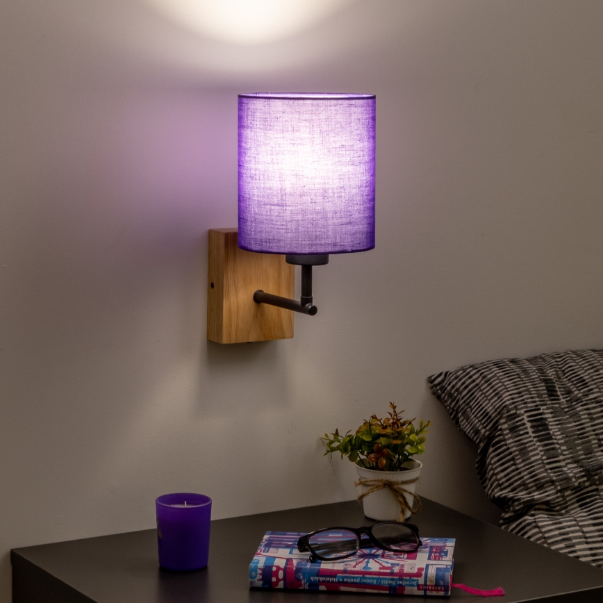 Brilagi - Candeeiro de parede NUBILA WOOD 1xE27/25W/230V carvalho/roxo