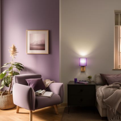 Brilagi - Candeeiro de parede NUBILA WOOD 1xE27/25W/230V carvalho/roxo