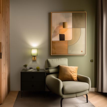 Brilagi - Candeeiro de parede NUBILA WOOD 1xE27/25W/230V carvalho/verde