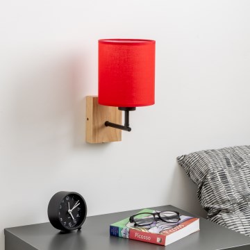 Brilagi - Candeeiro de parede NUBILA WOOD 1xE27/25W/230V carvalho/vermelho