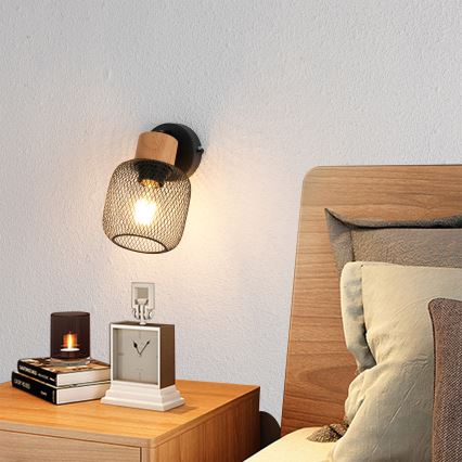 Brilagi - Candeeiro de parede orientável BASKLITE 1xE27/15W/230V madeira de seringueira/preto