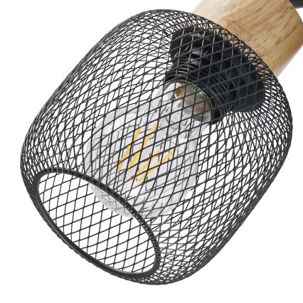 Brilagi - Candeeiro de parede orientável BASKLITE 1xE27/15W/230V madeira de seringueira/preto