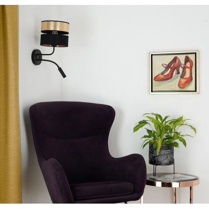 Brilagi - Candeeiro de parede ROYAL 1xE27/15W/230V + 1xG9/3W preto/dourado