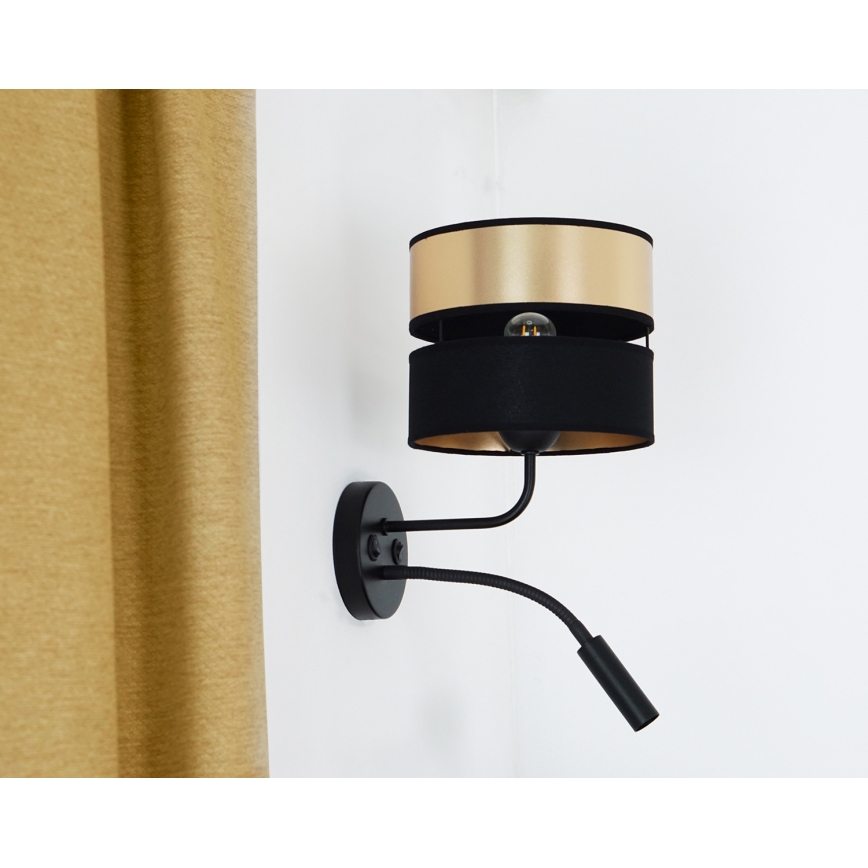 Brilagi - Candeeiro de parede ROYAL 1xE27/15W/230V + 1xG9/3W preto/dourado