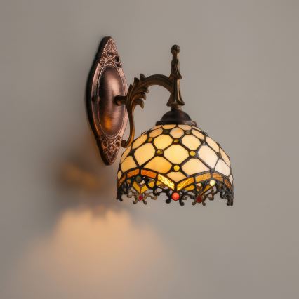 Brilagi - Candeeiro de parede Tiffany em vitral Marfim 1xE14/40W/230V