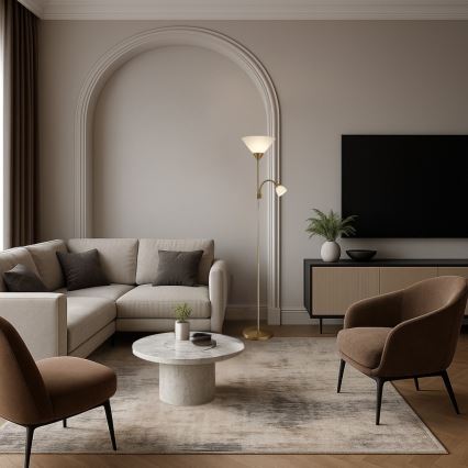 Brilagi - Candeeiro de pé ARIANA 1xE27/100W/230V + 1xE14/25W dourado