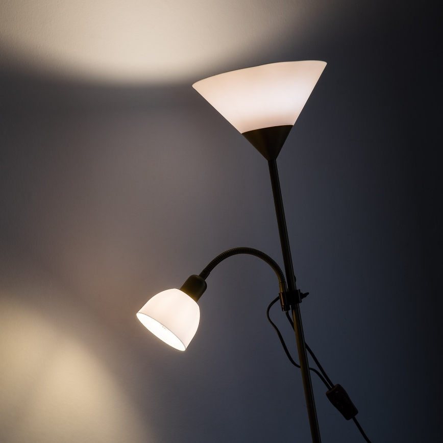 Brilagi - Candeeiro de pé ARIANA 1xE27/100W/230V + 1xE14/25W dourado