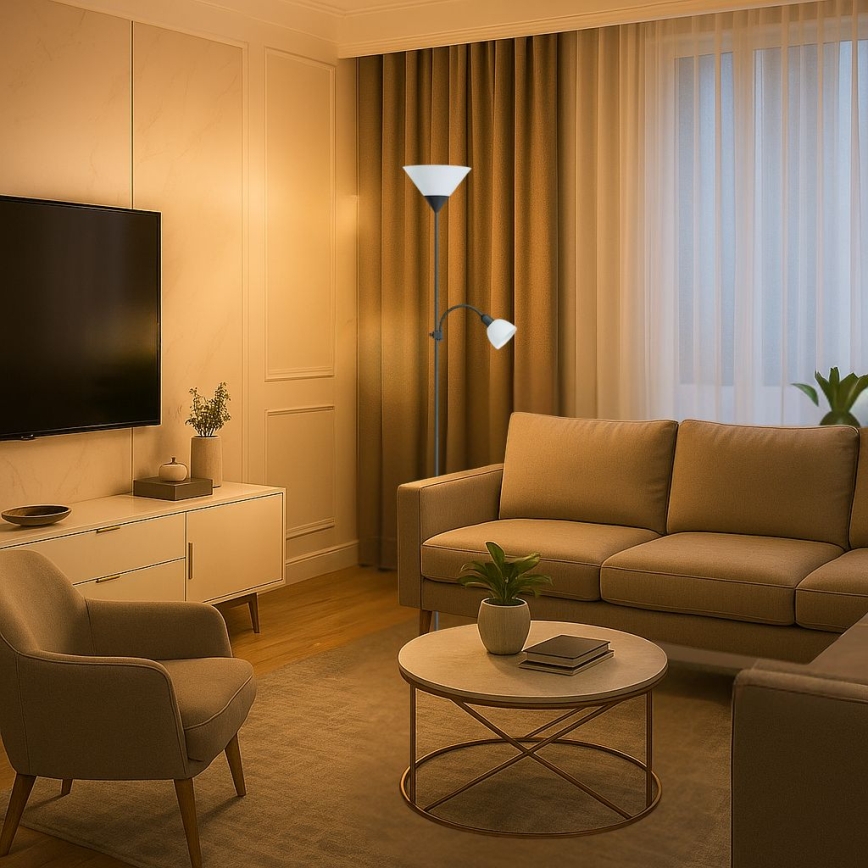 Brilagi - Candeeiro de pé ARIANA 1xE27/100W/230V + 1xE14/25W preto