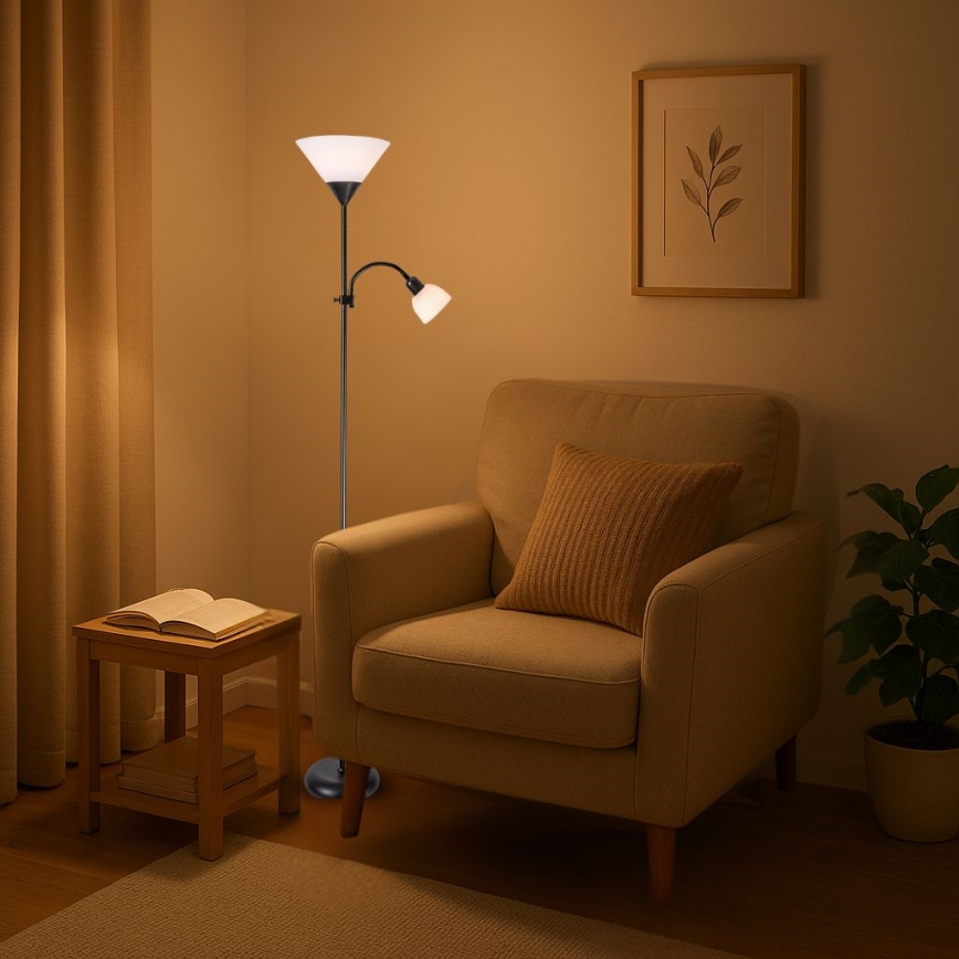 Brilagi - Candeeiro de pé ARIANA 1xE27/100W/230V + 1xE14/25W preto