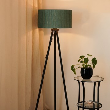 Brilagi - Candeeiro de pé BOSTON ROLLER 1xE27/15W/230V palha verde/dourado