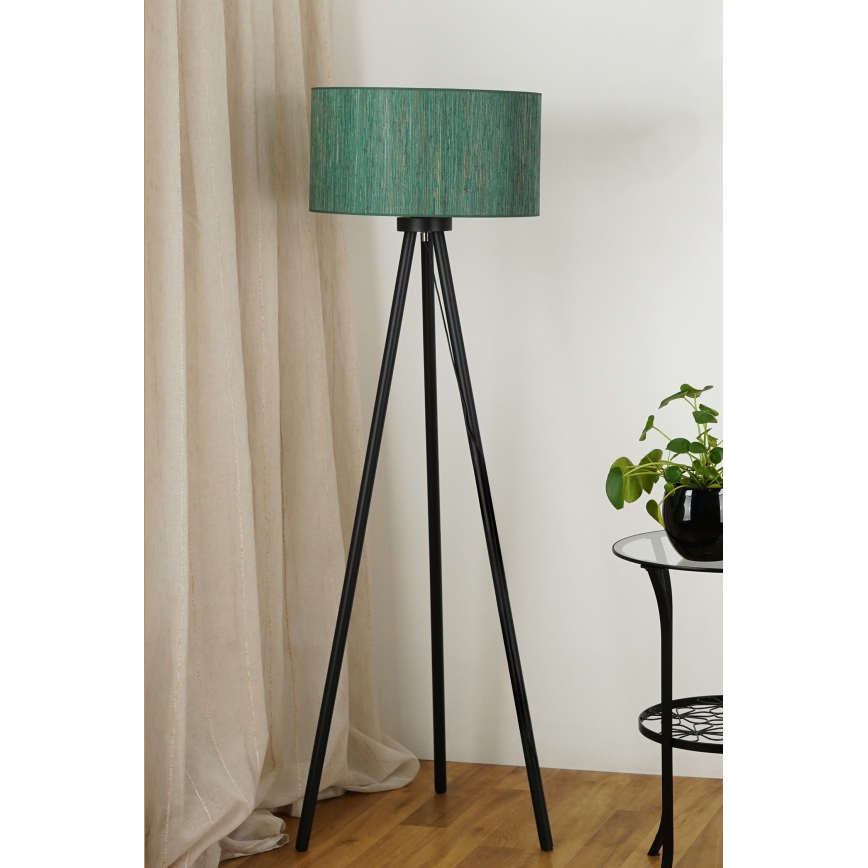 Brilagi - Candeeiro de pé BOSTON ROLLER 1xE27/15W/230V palha verde/dourado