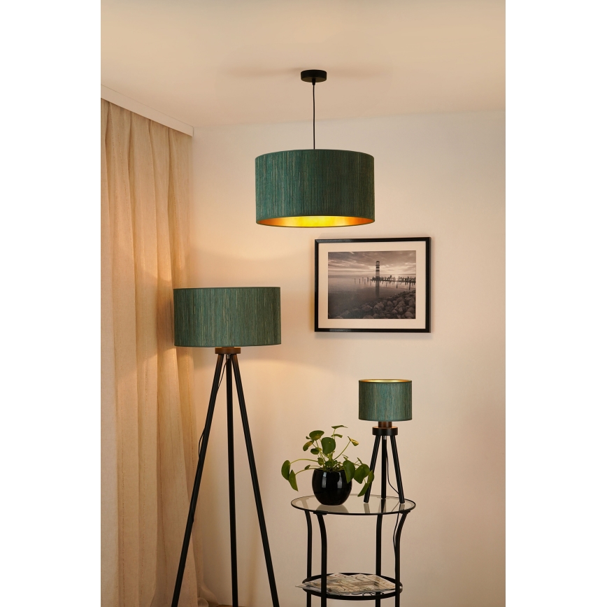 Brilagi - Candeeiro de pé BOSTON ROLLER 1xE27/15W/230V palha verde/dourado
