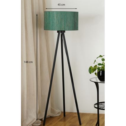 Brilagi - Candeeiro de pé BOSTON ROLLER 1xE27/15W/230V palha verde/dourado