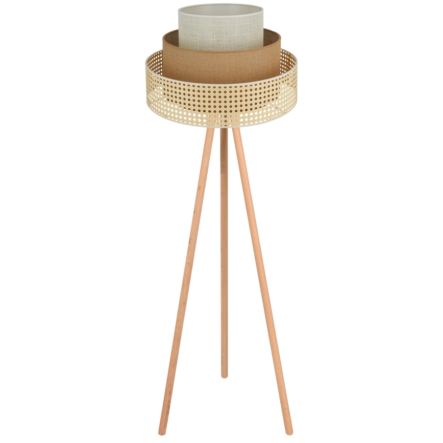 Brilagi - Candeeiro de pé CEDAR LUNETA 1xE27/15W/230V rattan/marrom/cru