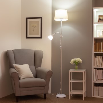 Brilagi - Candeeiro de pé CERIA 1xE27/100W/230V + 1xE14/25W branco/bege