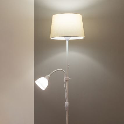 Brilagi - Candeeiro de pé CERIA 1xE27/100W/230V + 1xE14/25W branco/bege