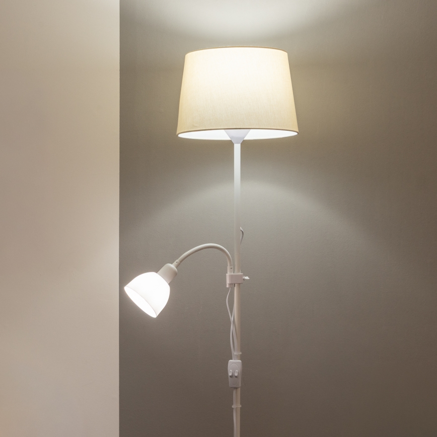 Brilagi - Candeeiro de pé CERIA 1xE27/100W/230V + 1xE14/25W branco/bege