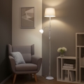 Brilagi - Candeeiro de pé CERIA 1xE27/100W/230V + 1xE14/25W branco/cinzento
