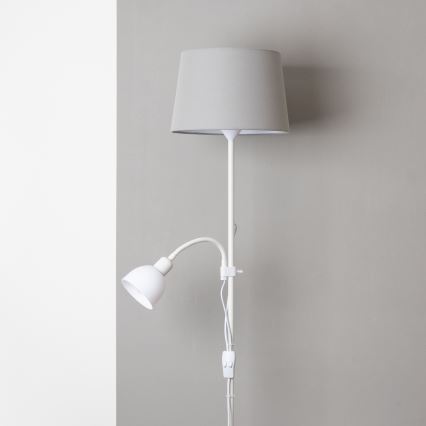 Brilagi - Candeeiro de pé CERIA 1xE27/100W/230V + 1xE14/25W branco/cinzento
