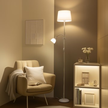 Brilagi - Candeeiro de pé CERIA 1xE27/100W/230V + 1xE14/25W branco