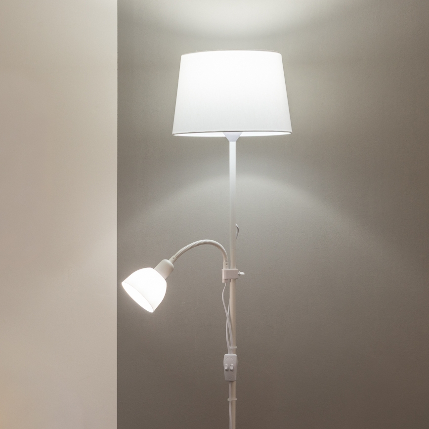Brilagi - Candeeiro de pé CERIA 1xE27/100W/230V + 1xE14/25W branco