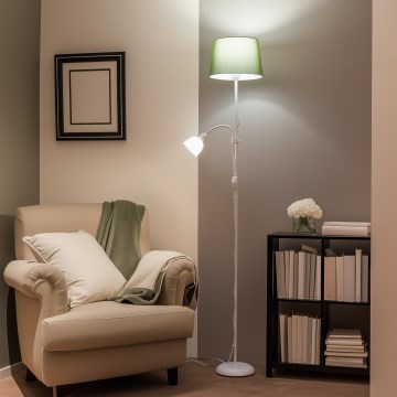 Brilagi - Candeeiro de pé CERIA 1xE27/100W/230V + 1xE14/25W branco/verde