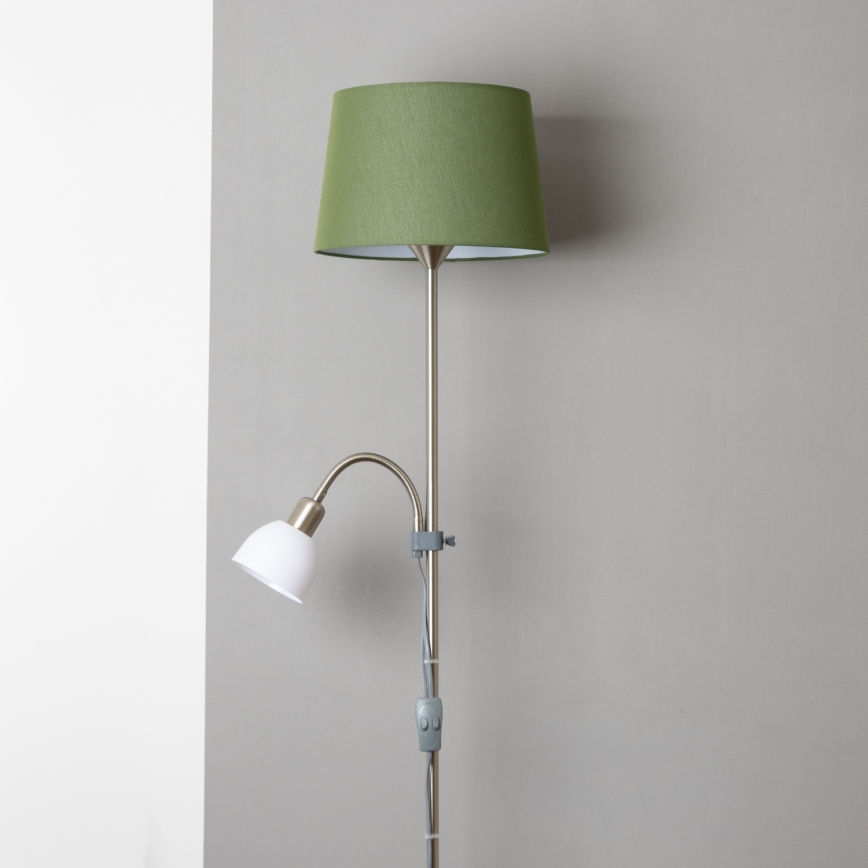 Brilagi - Candeeiro de pé CERIA 1xE27/100W/230V + 1xE14/25W cromado fosco/verde