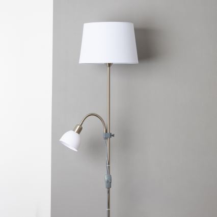 Brilagi - Candeeiro de pé CERIA 1xE27/100W/230V + 1xE14/25W, cromado mate/branco