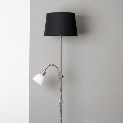 Brilagi - Candeeiro de pé CERIA 1xE27/100W/230V + 1xE14/25W cromo mate/preto