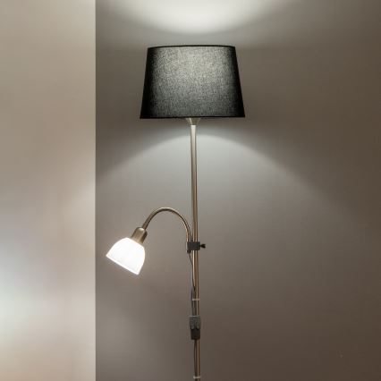 Brilagi - Candeeiro de pé CERIA 1xE27/100W/230V + 1xE14/25W cromo mate/preto