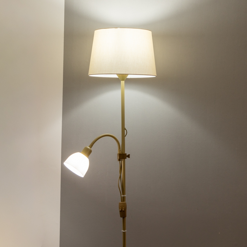 Brilagi - Candeeiro de pé CERIA 1xE27/100W/230V + 1xE14/25W dourado/bege