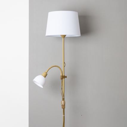 Brilagi - Candeeiro de pé CERIA 1xE27/100W/230V + 1xE14/25W dourado/branco
