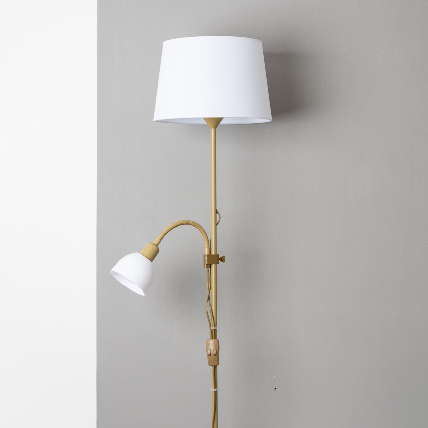 Brilagi - Candeeiro de pé CERIA 1xE27/100W/230V + 1xE14/25W dourado/branco