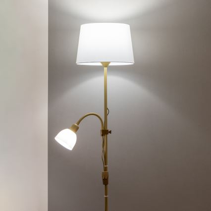 Brilagi - Candeeiro de pé CERIA 1xE27/100W/230V + 1xE14/25W dourado/branco