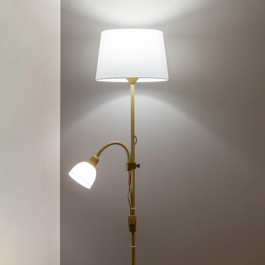 Brilagi - Candeeiro de pé CERIA 1xE27/100W/230V + 1xE14/25W dourado/branco