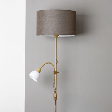 Brilagi - Candeeiro de pé CERIA 1xE27/100W/230V + 1xE14/25W dourado/castanho