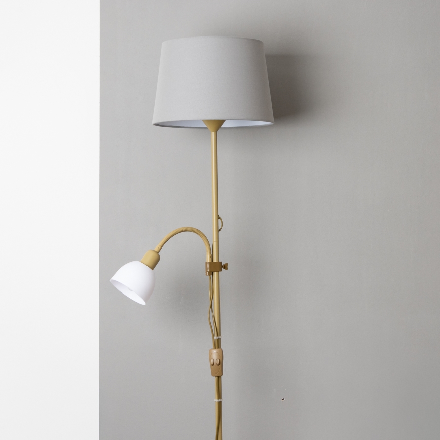 Brilagi - Candeeiro de pé CERIA 1xE27/100W/230V + 1xE14/25W dourado/cinzento