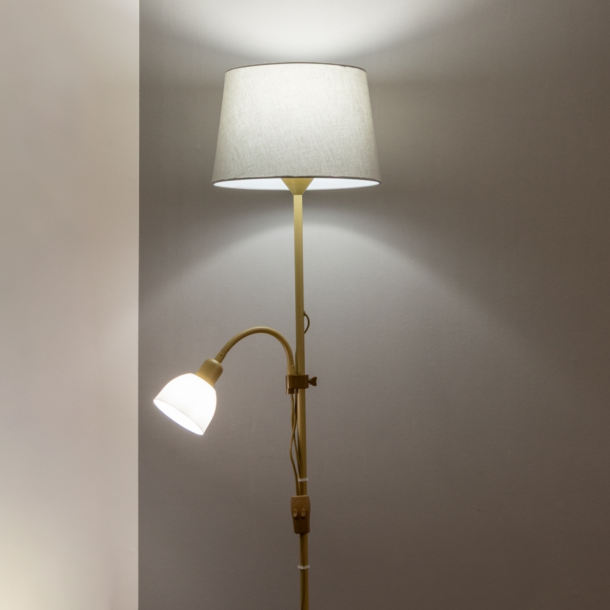 Brilagi - Candeeiro de pé CERIA 1xE27/100W/230V + 1xE14/25W dourado/cinzento