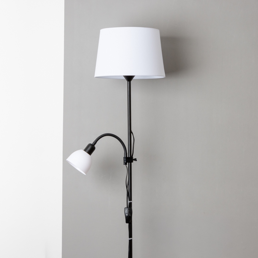 Brilagi - Candeeiro de pé CERIA 1xE27/100W/230V + 1xE14/25W preto/branco