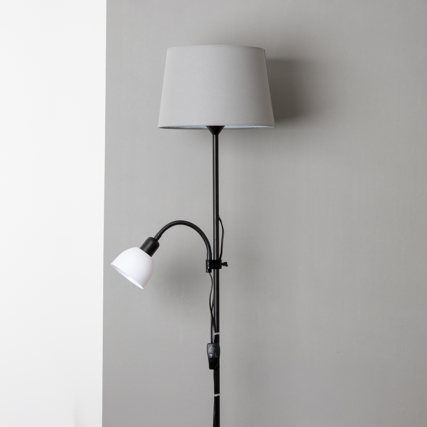 Brilagi - Candeeiro de pé CERIA 1xE27/100W/230V + 1xE14/25W preto/cinzento
