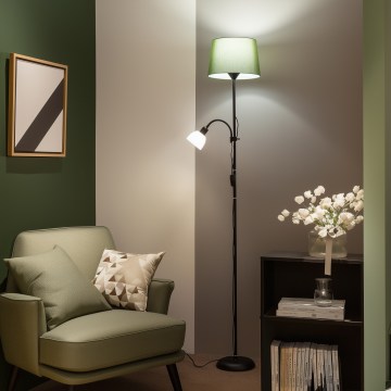 Brilagi - Candeeiro de pé CERIA 1xE27/100W/230V + 1xE14/25W preto/verde