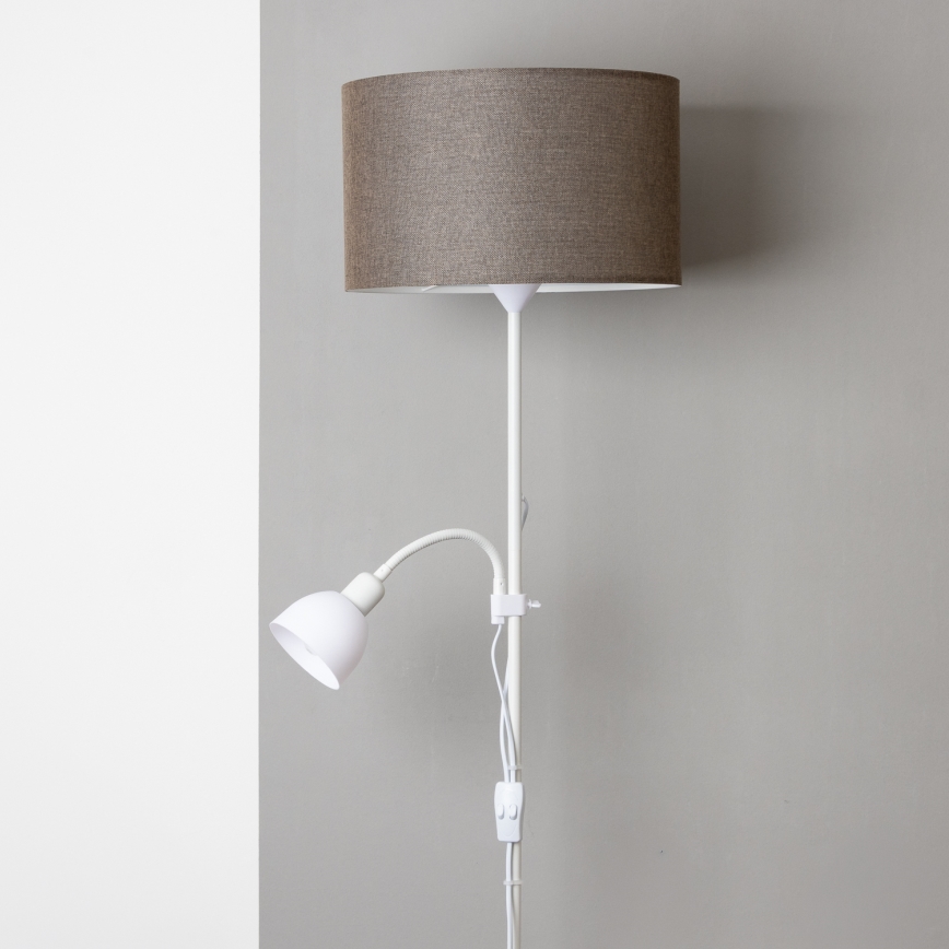 Brilagi - Candeeiro de pé CERIA 2 em 1 1xE27/100W/230V + 1xE14/25W branco/castanho