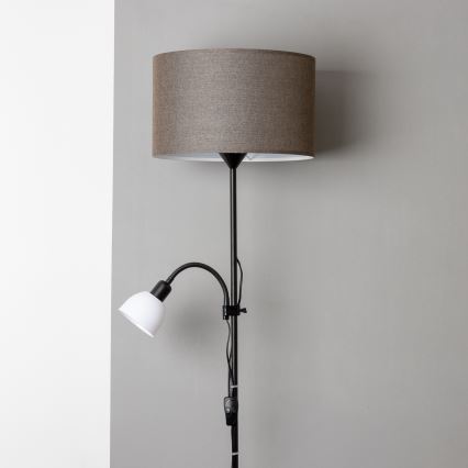 Brilagi - Candeeiro de pé CERIA 2 em 1 1xE27/100W/230V + 1xE14/25W preto/castanho