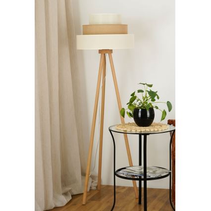 Brilagi - Candeeiro de pé DENVER LUNETA 1xE27/15W/230V bege/marrom/cru