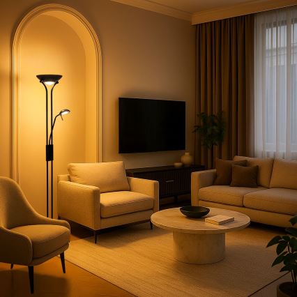 Brilagi - Candeeiro de pé dimerizável SCARLETT 1xR7s/230W/230V + 1xG9/40W preto