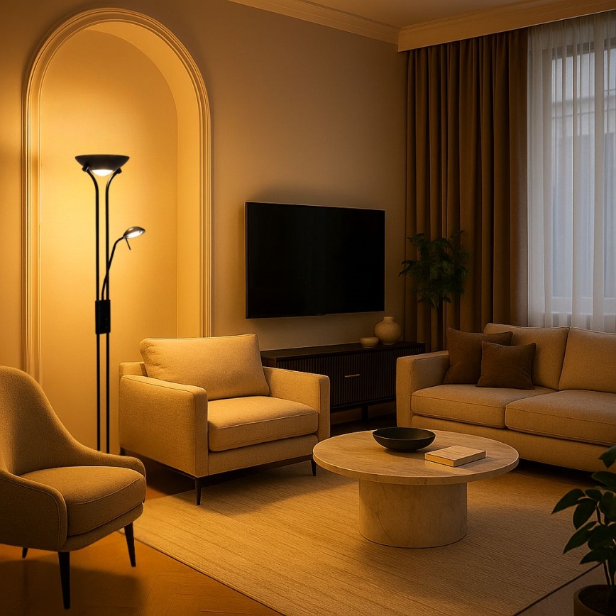 Brilagi - Candeeiro de pé dimerizável SCARLETT 1xR7s/230W/230V + 1xG9/40W preto